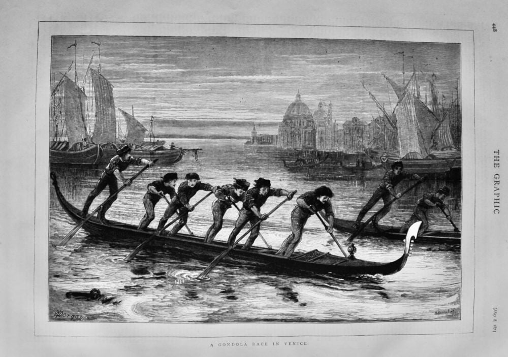 A Gondola Race in Venice.  1875.
