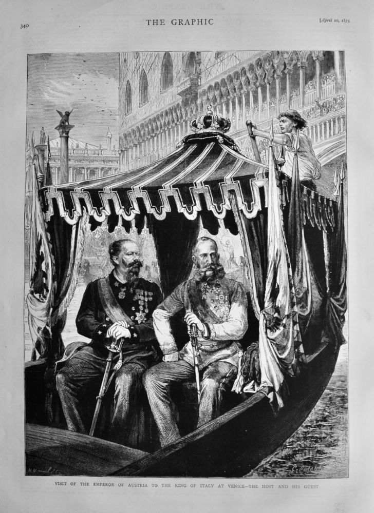 Visit of the Emperor of Austria to the King of Italy at Venice - The Host and his Guest.  1875.