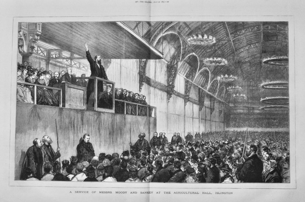 A Service of Messrs. Moody and Sankey at the Agricultural Hall, Islington.  1875.