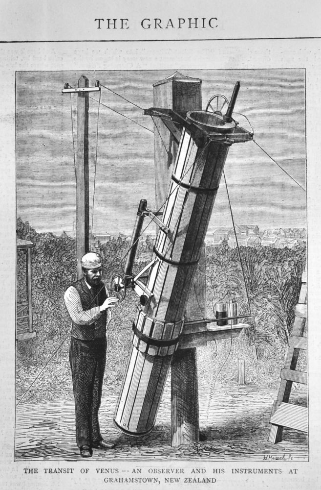 The Transit of Venus -  An Observer and His Instruments at Grahamstown, New Zealand.  1875.