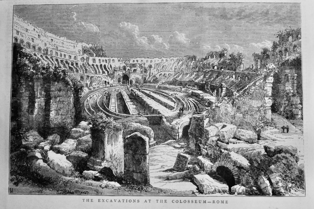 The Excavations at the Colosseum - Rome.  1875.