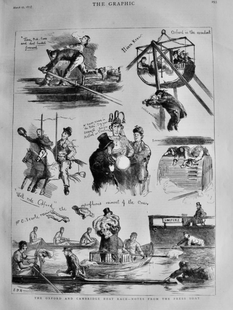 The Oxford and Cambridge Boat Race - Notes from the Press Boat.  1875.