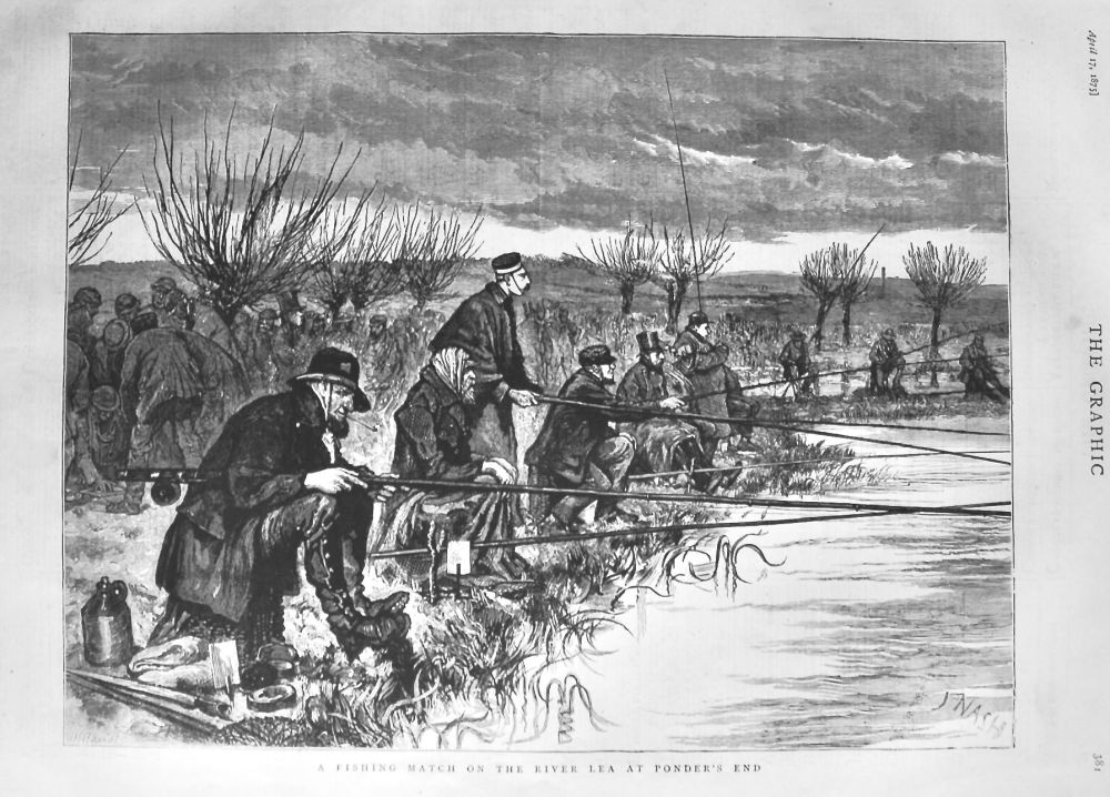 A Fishing Match on the River Lea at Ponder's End.  1875.