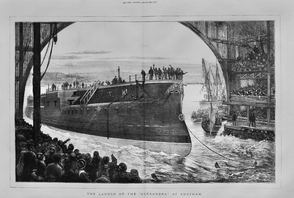 The Launch of the "Alexandra" at Chatham.  1875.