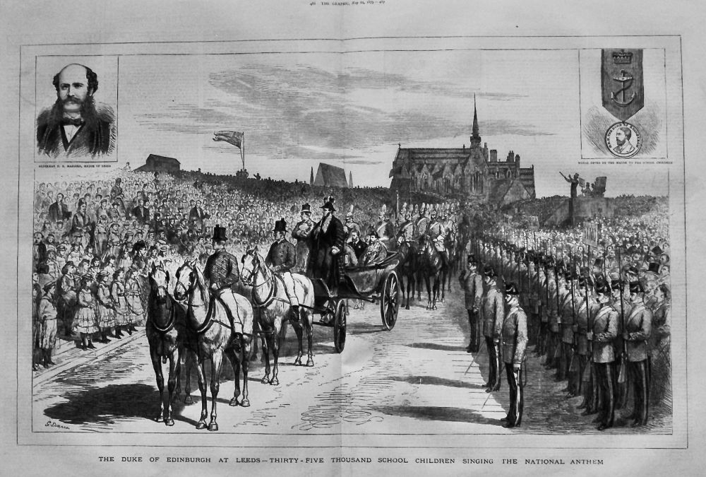 The Duke of Edinburgh at Leeds - Thirty-Five Thousand School Children singing the National Anthem.  1875.