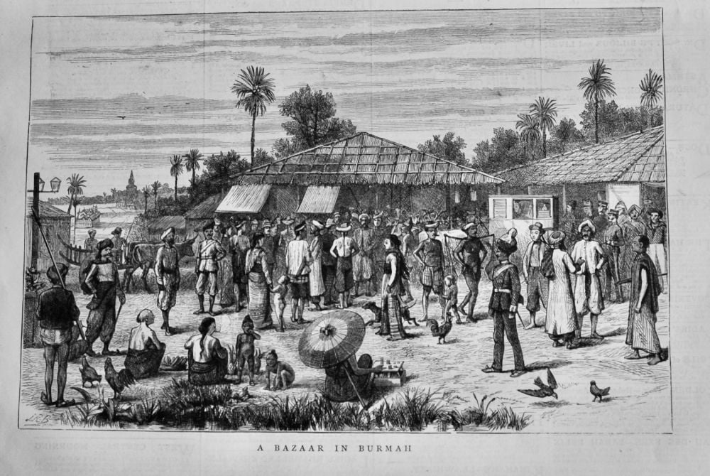 A Bazaar in Burmah.  1875.