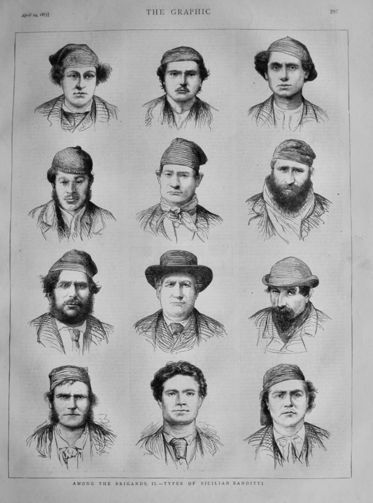 Among the Brigands, II.- Types of Sicilian Banditti. 1875.