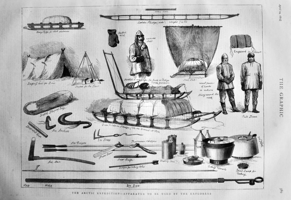 The Arctic Expedition - Apparatus to be used by the Explorers.  1875.