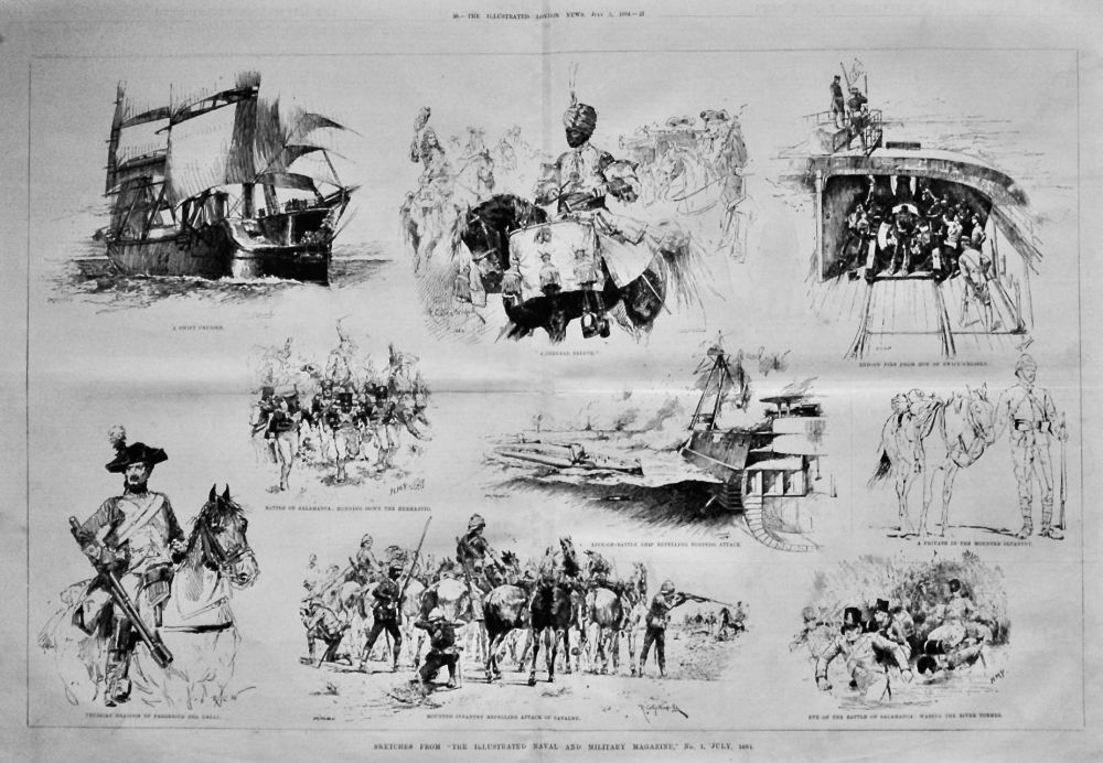 Sketches from "The Illustrated Naval and Military Magazine,"  No. 1, July, 1884.