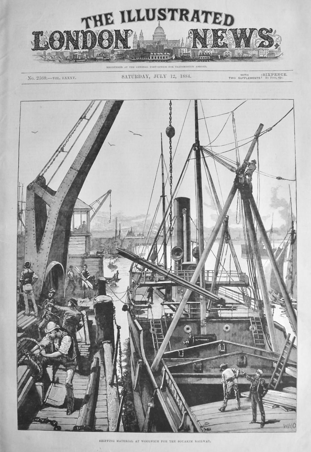 Shipping Material at Woolwich for the Souakim Railway.  1884.