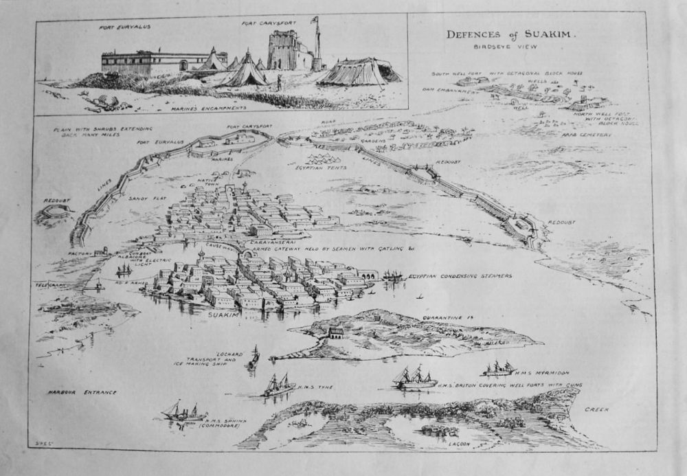 Defences of Suakim.  (Birdseye View).  1884.