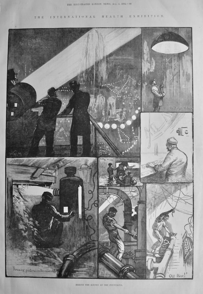 The International Health Exhibition :  Behind the Scenes at the Fountains.  1884.