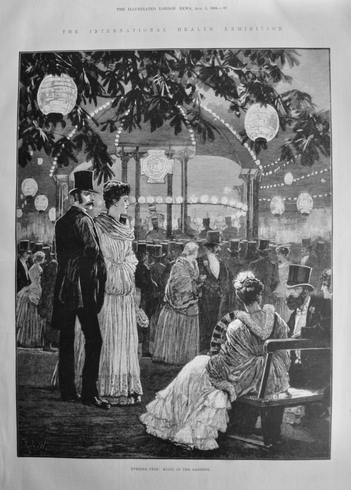 The International Health Exhibition.   Evening Fete : Music in the Gardens.  1884.