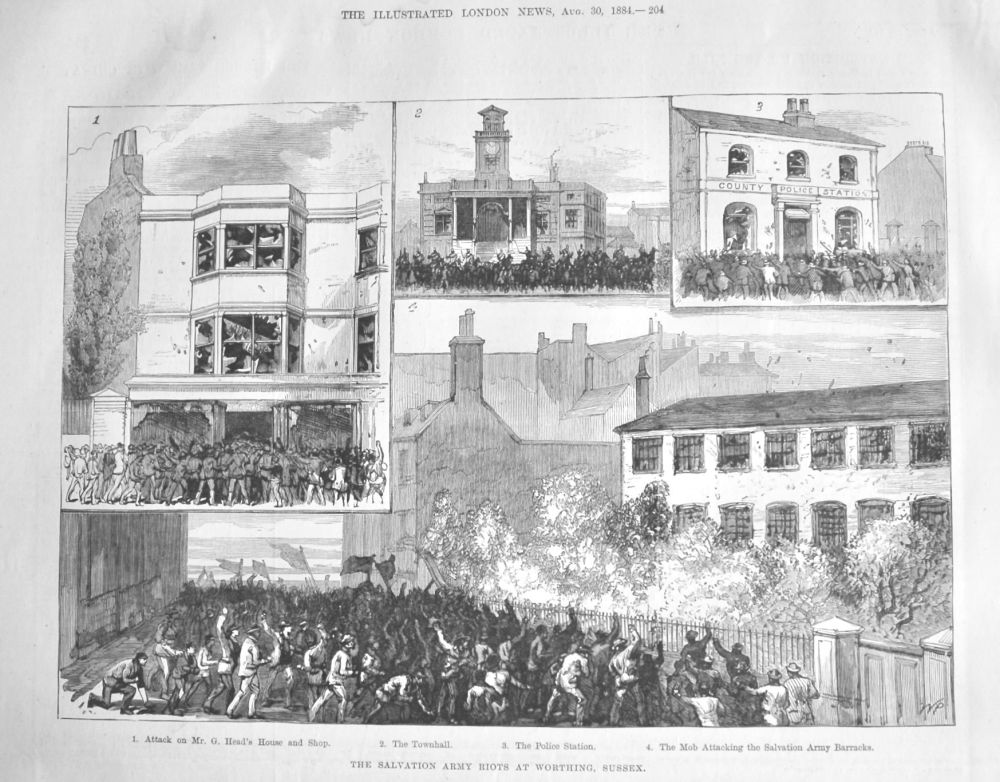 The Salvation Army Riots at Worthing, Sussex.  1884.