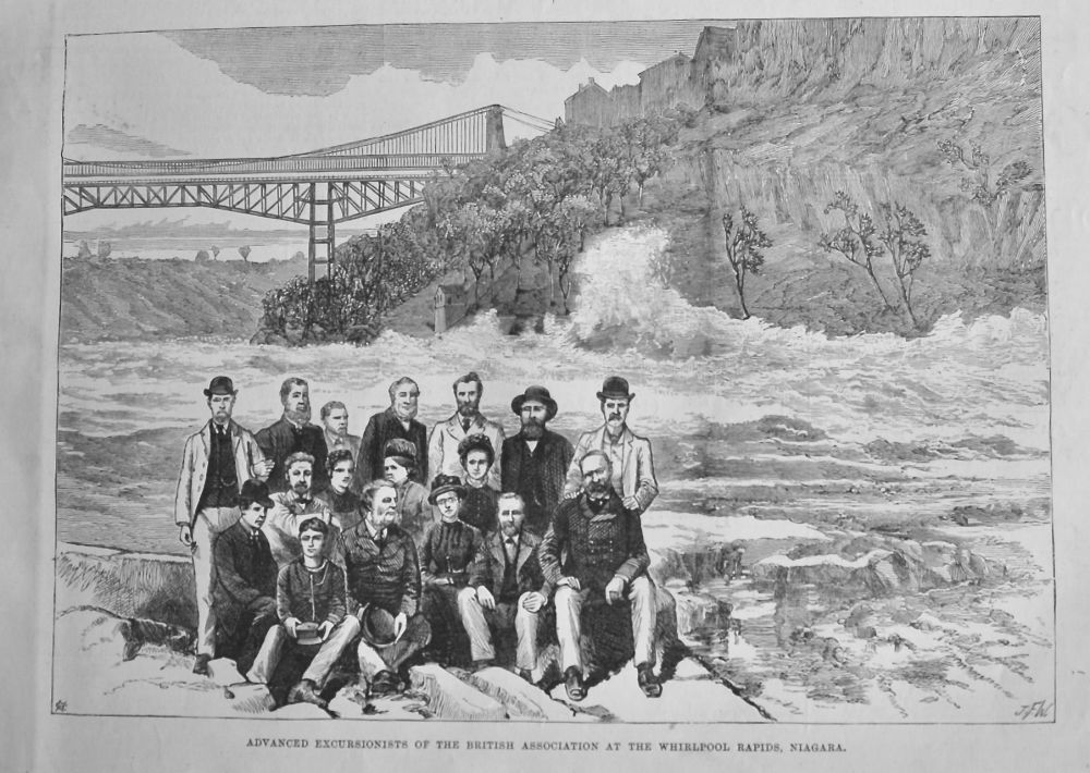 Advanced Excursionists of the British Association at the Whirlpool Rapids, Niagara.  1884.
