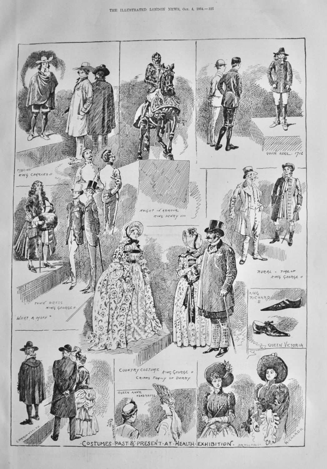 Costumes Past & Present at Health Exhibition.  1884.