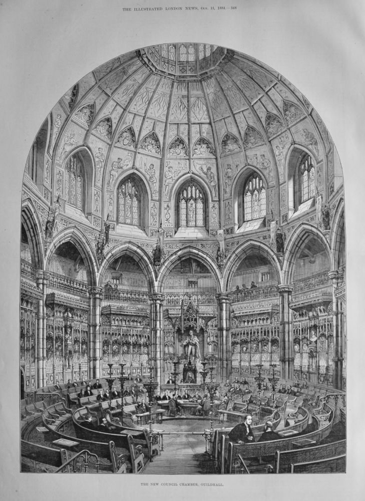 The New Council Chamber, Guildhall.  1884.