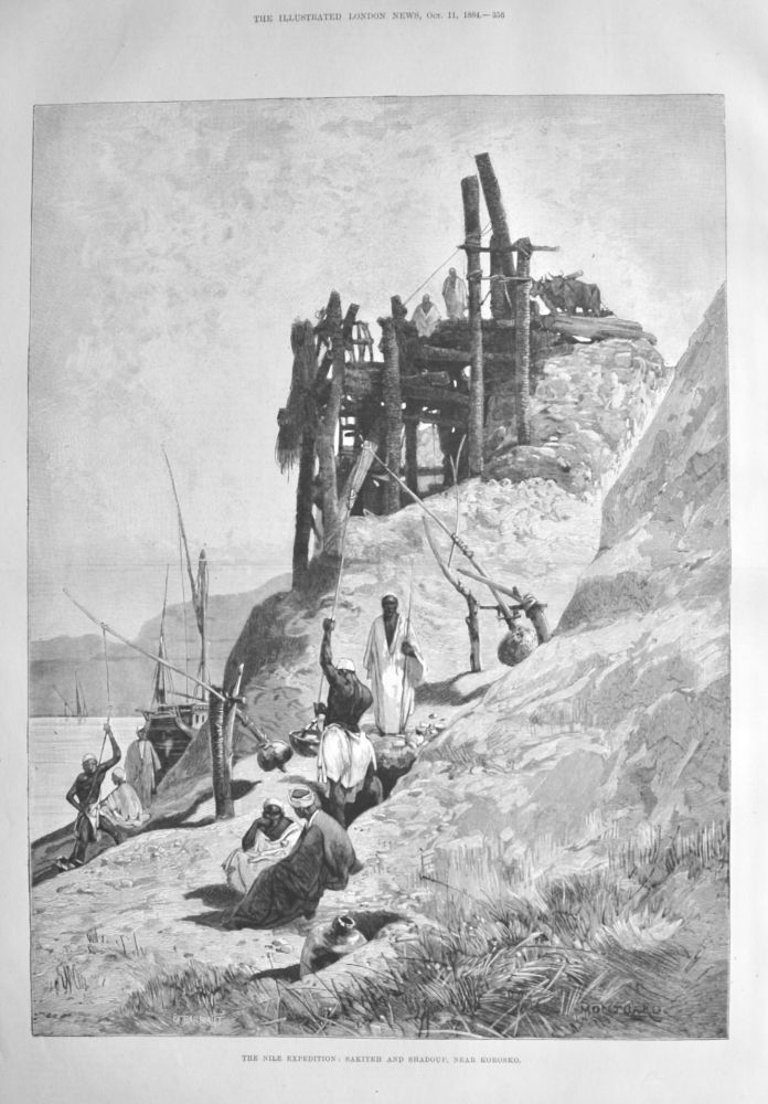 The Nile Expedition : Sakiyeh and Shadouf, near Korosko.  1884.