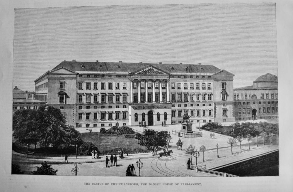 The Castle of Christiansborg, the Danish House of Parliament.  1884.