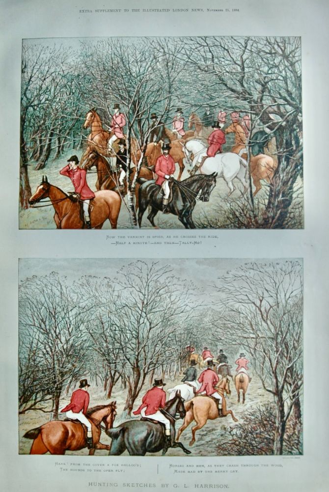 Hunting Sketches by G. L. Harrison.  1884.