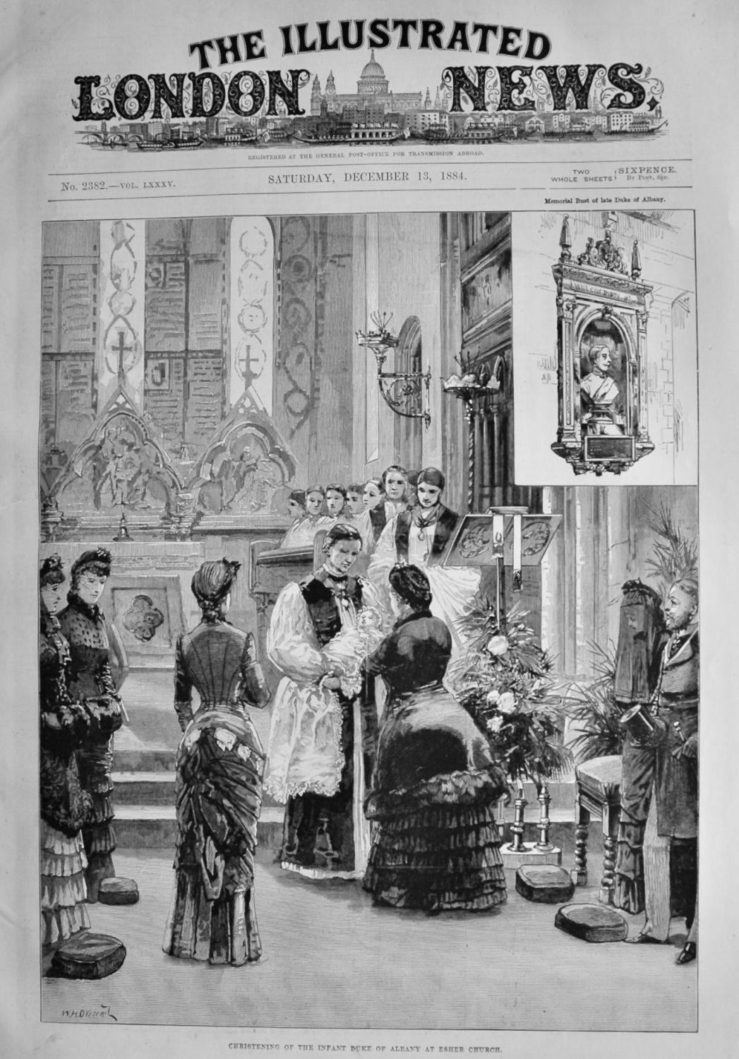 Christening of the Infant Duke of Albany at Esher Church.  1884.