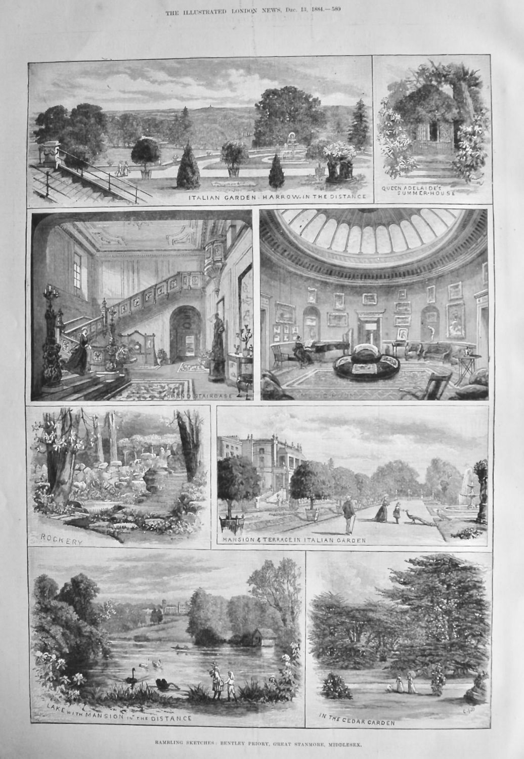Rambling Sketches :  Bentley Priory, Great Stanmore, Middlesex.  1884.