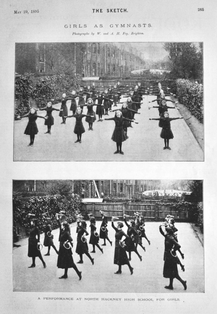 Girls as Gymnasts. :  A Performance at North Hackney High School for Girls.  1895.