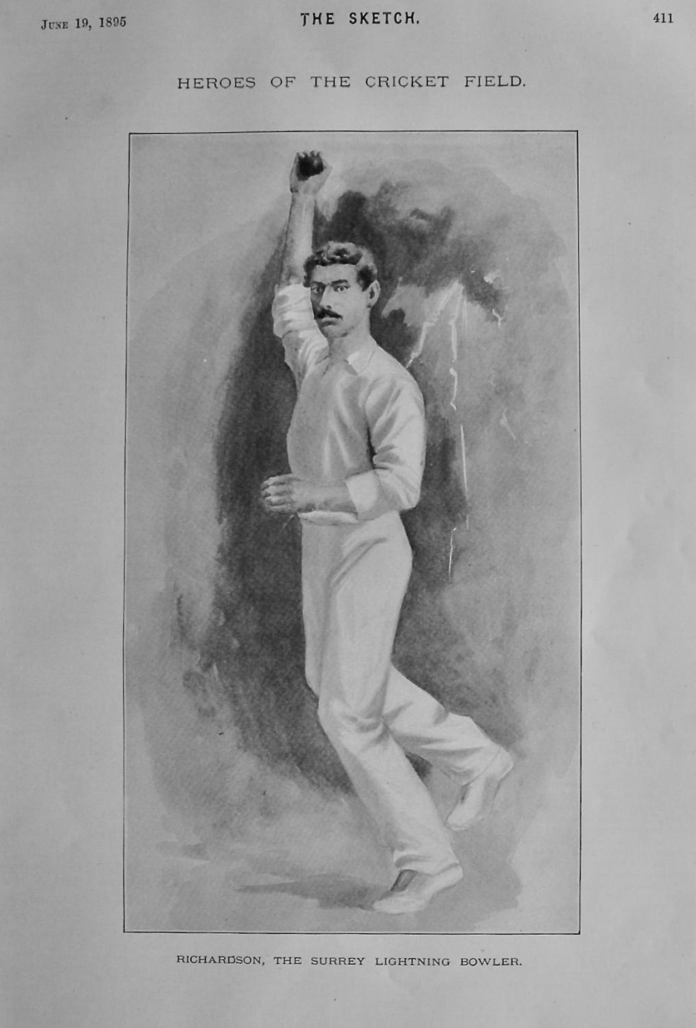 Heroes of the Cricket Field. :  Richardson, the Surrey Lightning Bowler.  1
