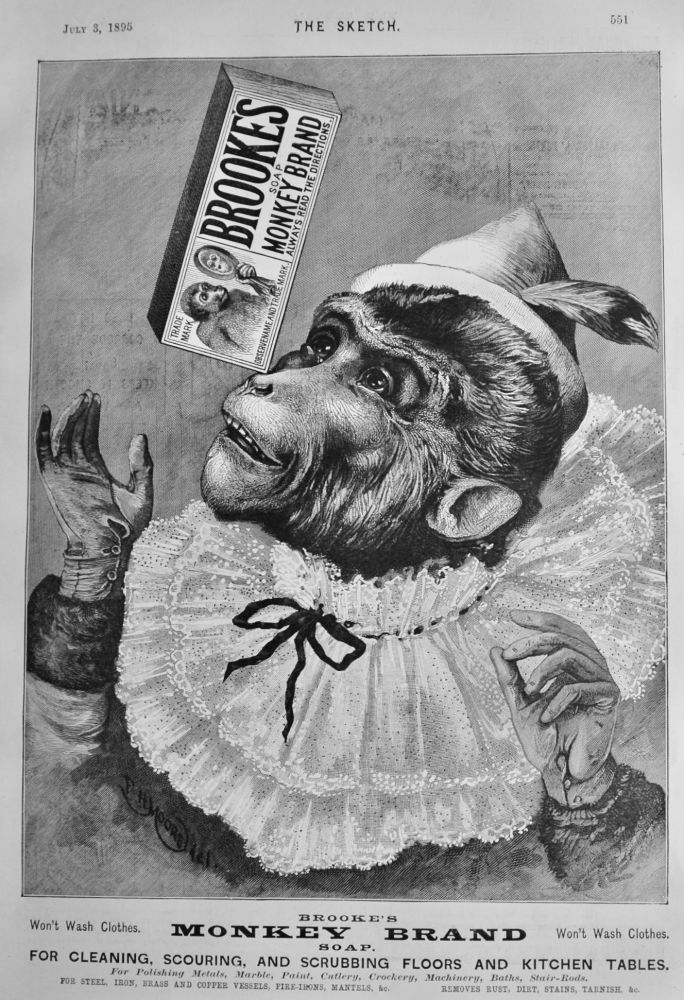 Brooke's Monkey Brand Soap.  1895.