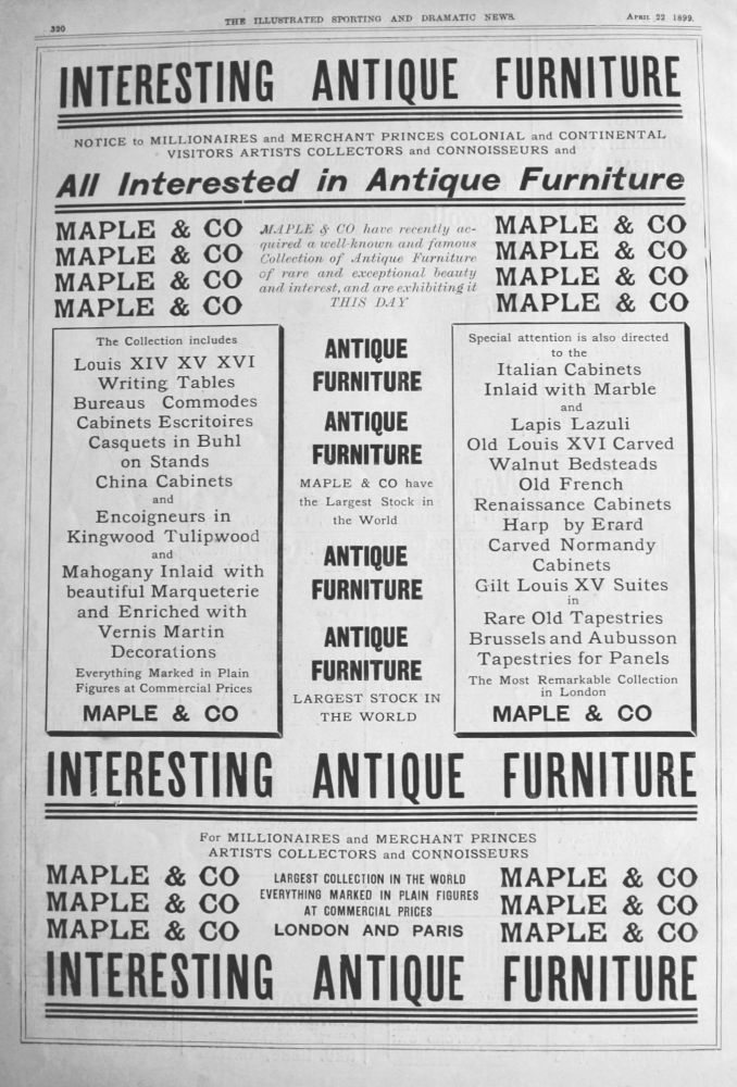 Maple & Co. (Antique Furniture)  1899.