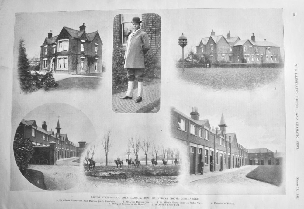 Racing Stables.- Mr. John Dawson, Jun., St. Alban's House, Newmarket.  1899.