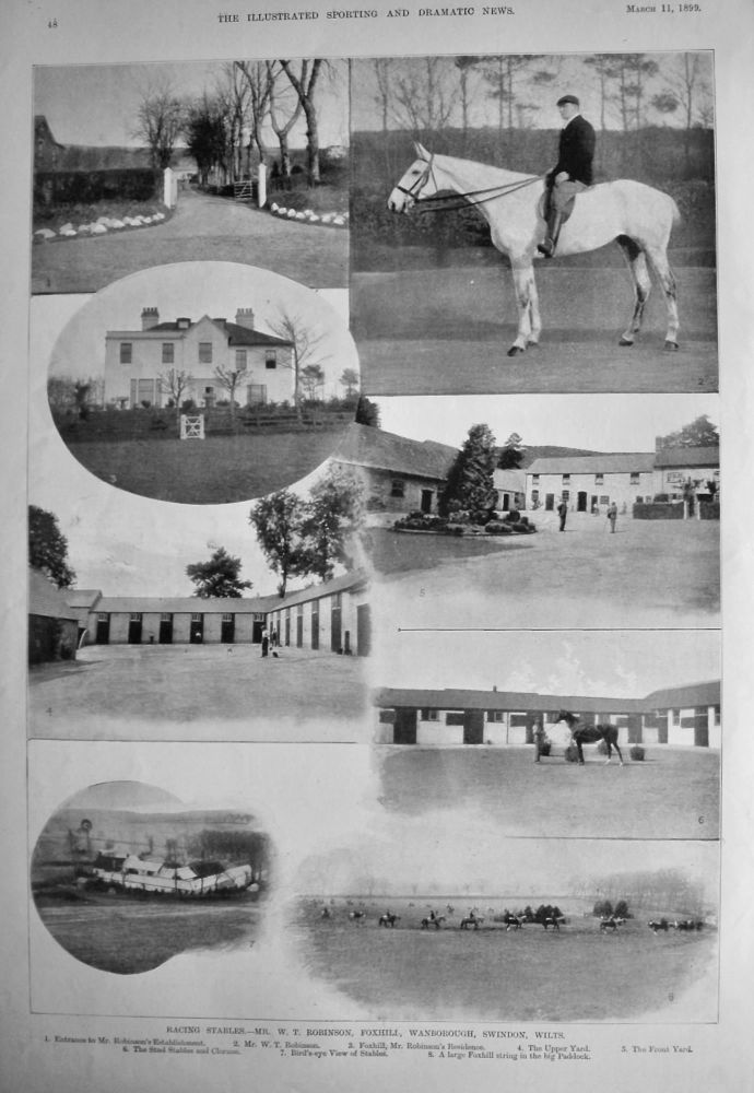 Racing Stables.- Mr. W. T. Robinson, Foxhill, Wanborough, Swindon, Wilts.  1899.