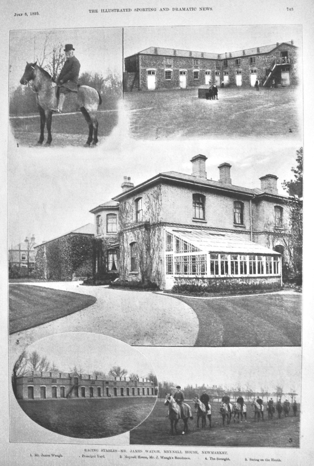 Racing Stables - Mr. James Waugh, Meynell House, Newmarket.  1899.