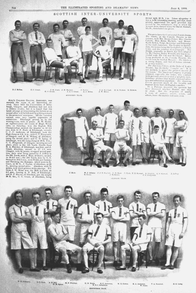 Scottish Inter-University Sports.  1899.