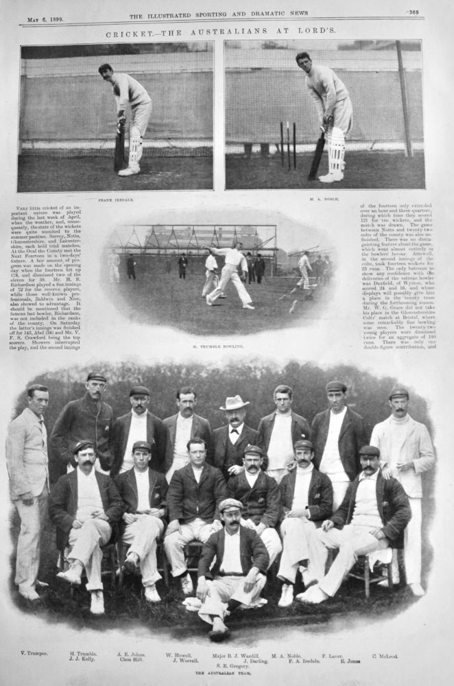 Cricket.- The Australians at Lords. 1899.