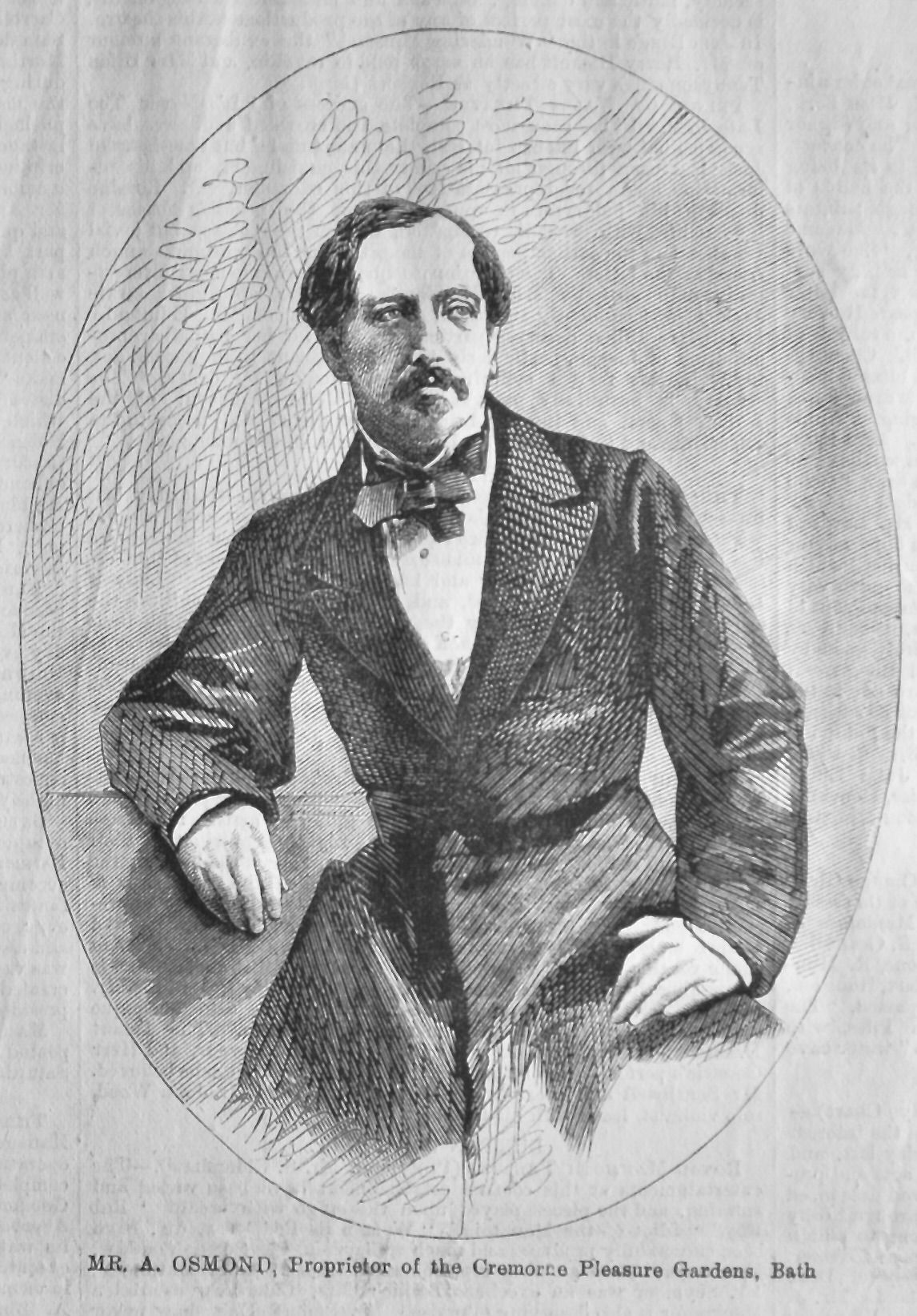 Mr. A. Osmond, Proprietor of the Cremorne Pleasure Gardens, Bath.  1865.