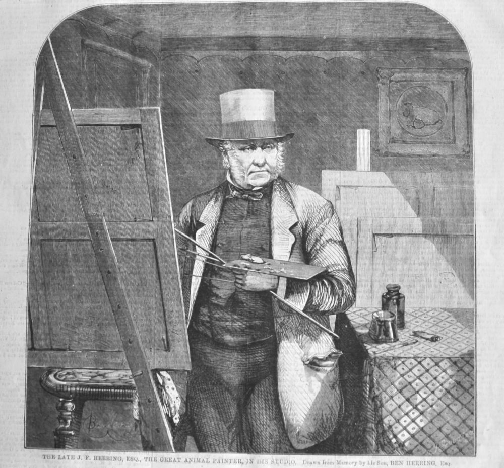 The Late J. F. Herring, Esq., The Great Animal Painter, in his Studio. 1865
