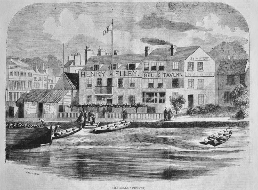 Familiar Spots on the Thames : No. 2- The Bells at Putney ; Harry Kelly's famous house.  1865