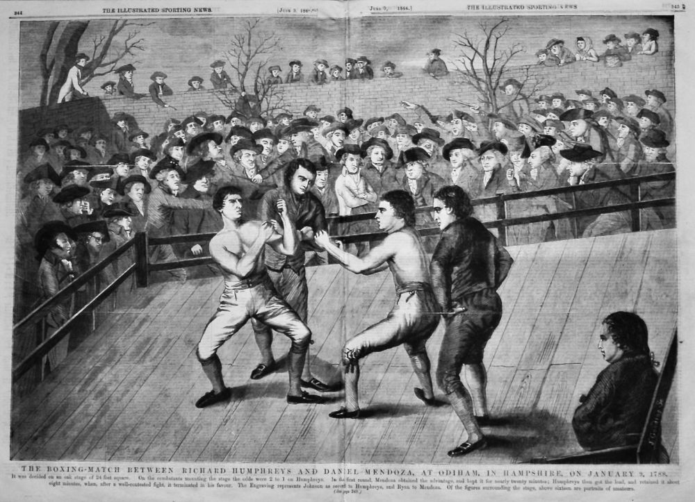 The Boxing-Match between Richard Humphreys and Daniel Mendoza, at Odiham, in Hampshire, on January 9, 1788.