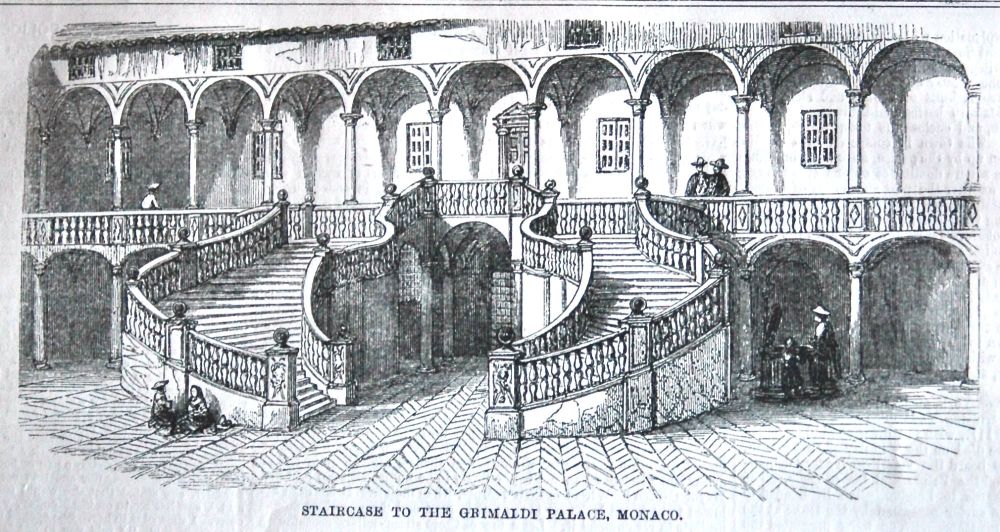 Staircase to the Grimaldi Palace, Monaco.  1858.