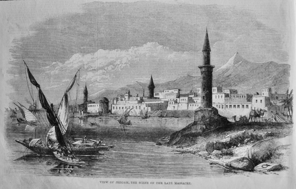 View of Jeddah, the Scene of the late Massacre.  1858.