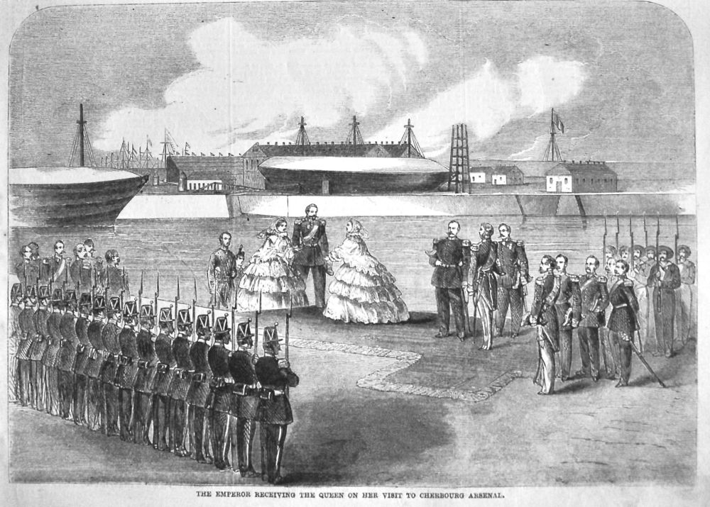 The Emperor Receiving the Queen on her Visit to Cherbourg Arsenal.  1858.