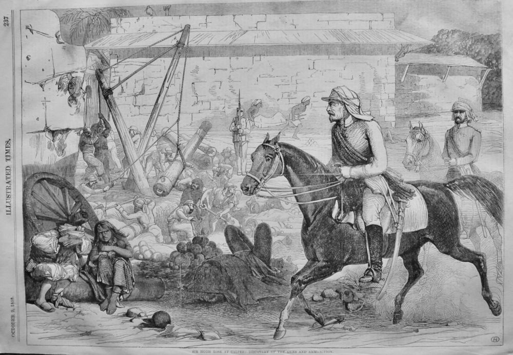 Sir Hugh Rose at Calpee :  Discovery of the Guns and Ammunition.  1858.