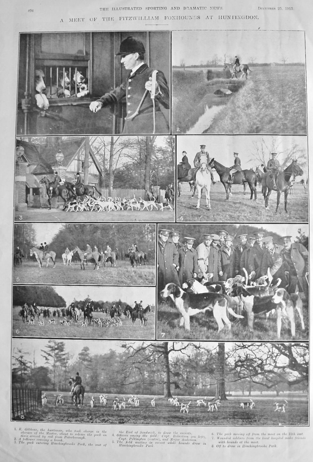 A Meet of the Fitzwilliam Foxhounds at Huntingdon. 1915.