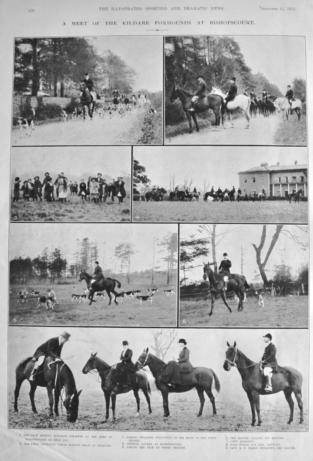A Meet of the Kildare Foxhounds at Bishopscourt.  1915.