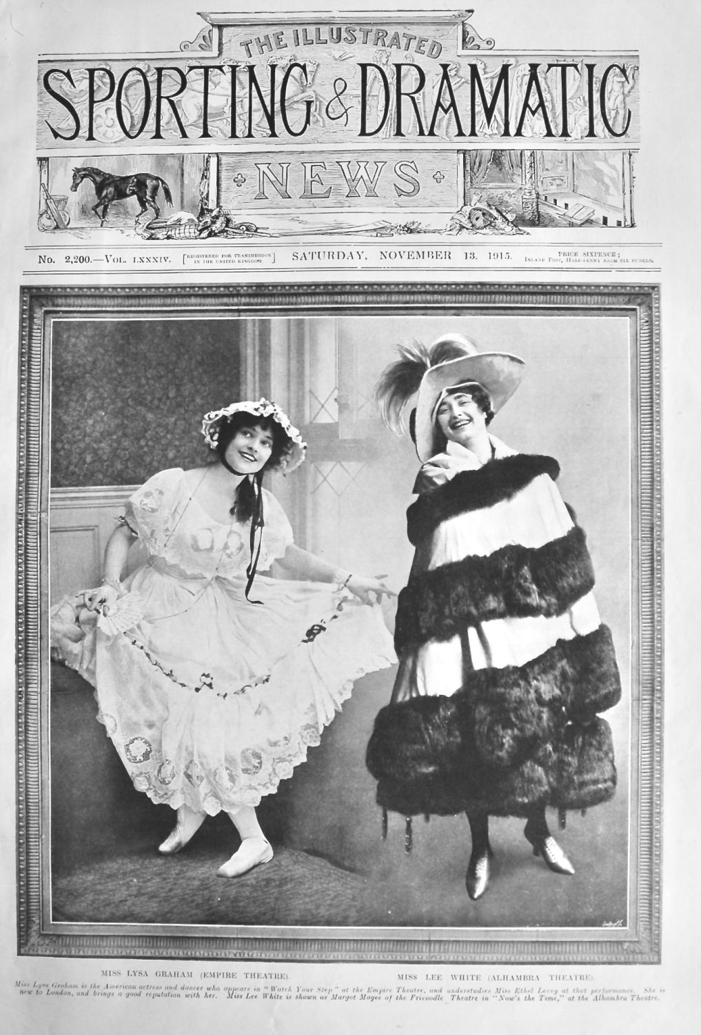 Miss Lysa Graham (Empire Theatre)   &   Miss Lee White (Alhambra Theatre). 