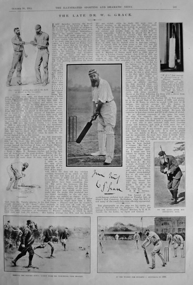 The Late Dr. W. G. Grace. (Cricketer).  1915.