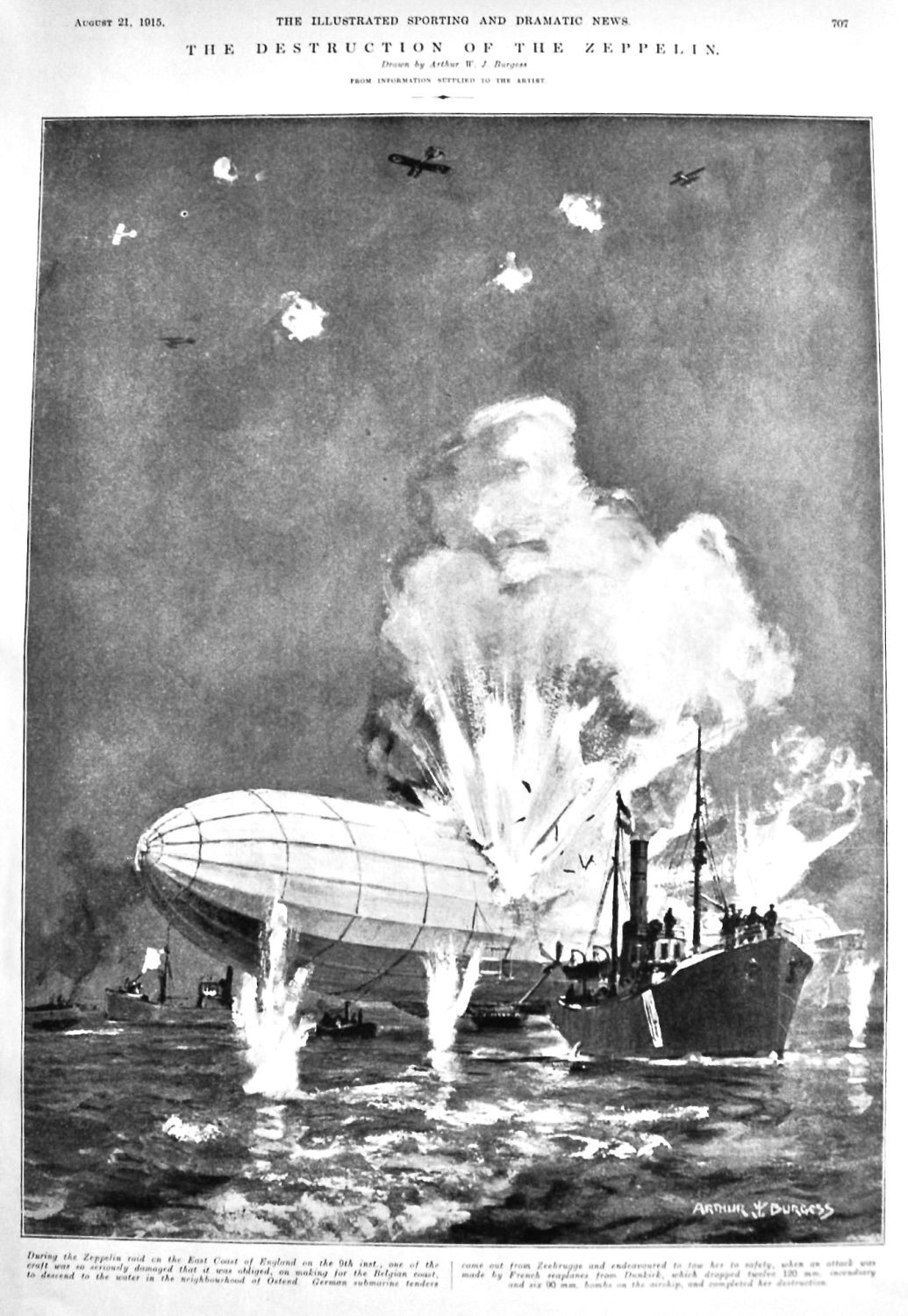 The Destruction of the Zeppelin.  1915.