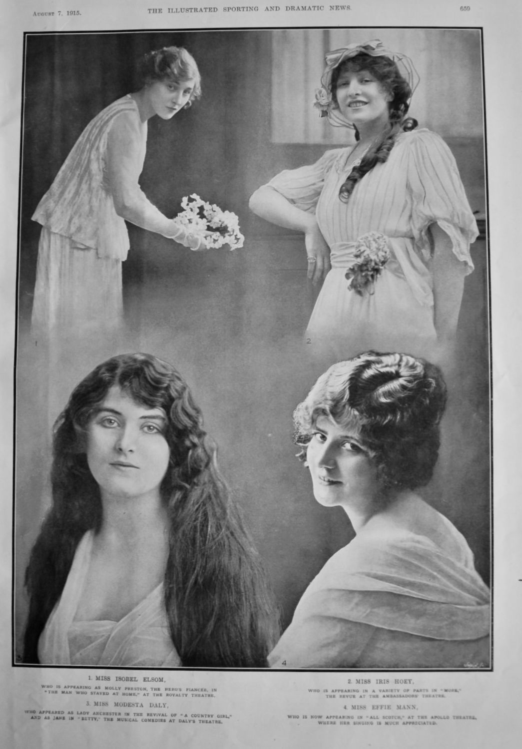Actresses from the Stage.  August 1915.