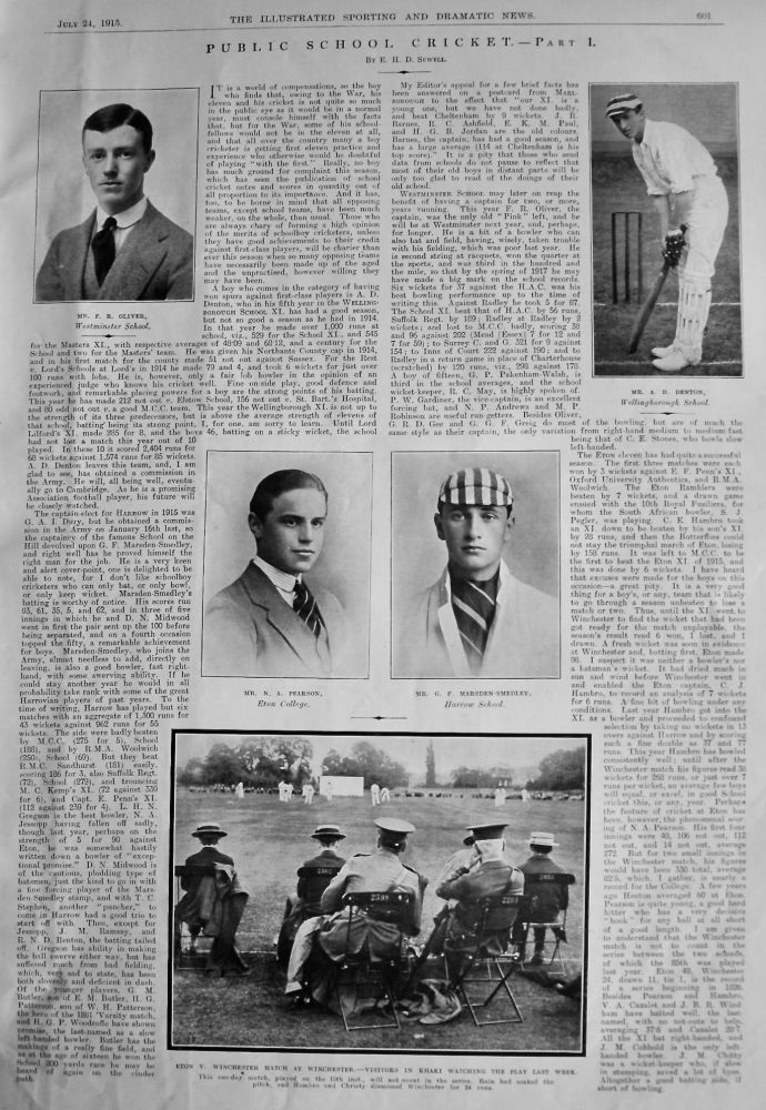 Public School Cricket.- Part 1.   1915.